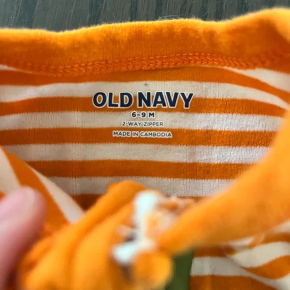 Old Navy Orange Striped Pumpkin Kids One Piece - Picture 3 of 4